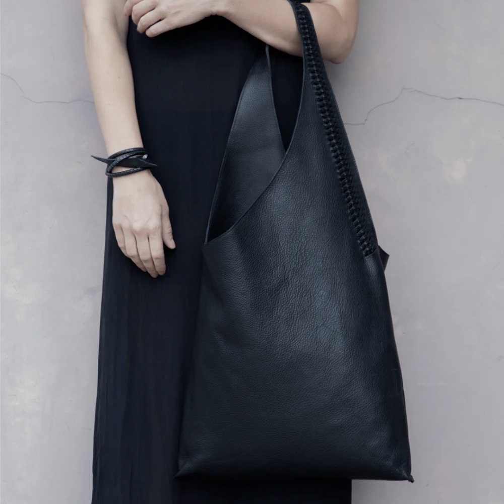 ANUTERA Large braided leather tote bag